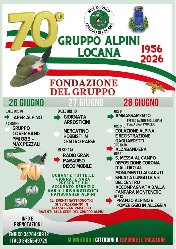 70° Fondazione del Gruppo Alpini Locana 1956 - 2026