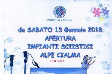 Apertura Impianti Sciistici Alpe Cialma