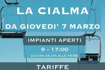 Apertura Impianti sciistici Alpe Cialma