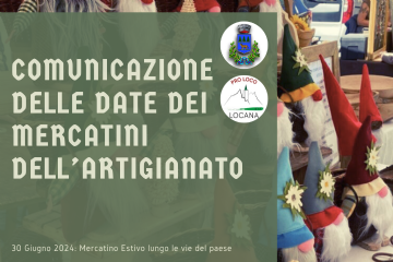 Comunicazione delle date dei mercatini dell’artigianato_Locana