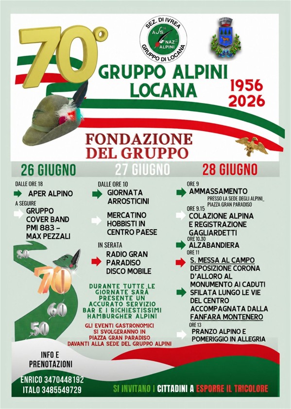 70° Fondazione del Gruppo Alpini Locana 1956 - 2026