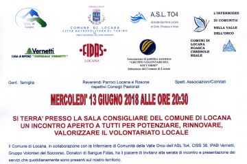 Incontro per potenziare, rinnovare, valorizzare il Volontariato locala