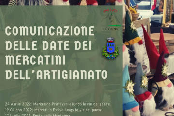 Comunicazione delle date dei mercatini dell’artigianato_Locana