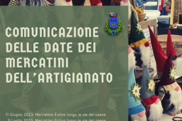 Comunicazione delle date dei mercatini dell’artigianato Locana